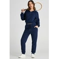 thumbnail image 6 of Women's Navy Blue Ribbed Knit Cropped Hoodie and Joggers Set - [ZhiHiMeRi] | (US 20-22)2XL, 6 of 12