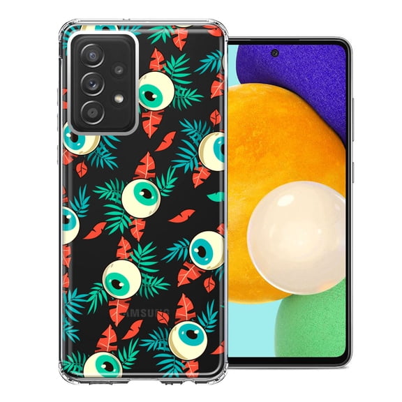 MUNDAZE For Samsung Galaxy A72 Halloween Creepy Tropical Eyeballs Design Double Layer Phone Case Cover
