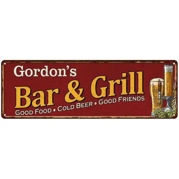 Gordon's Bar and Grill Red Personalized Man Cave Decor 8x24 Sign 108240054290