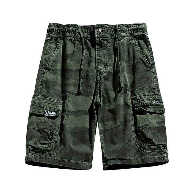 Puntoco Pantalones cortos para hombres, con múltiples pantalones de cremallera, pantalones deportivos y pantalones cortos, pantalones verdes militares (32) m
