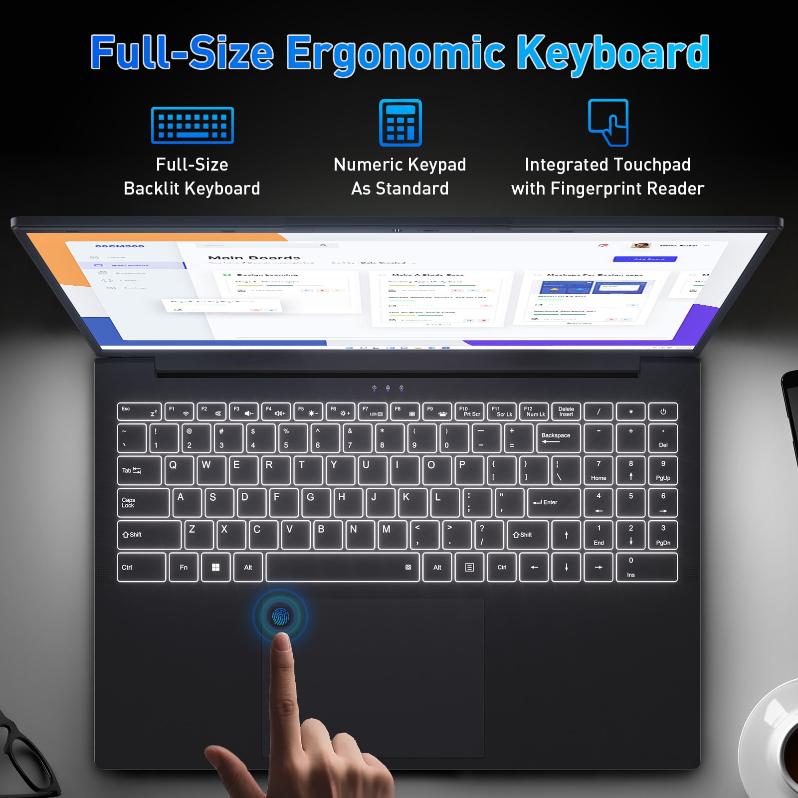 Auusda 16" Business Laptop, Windows 11 Pro Computer,Ryzen 3500U , 32GB RAM 1TB SSD, Backlit Keyboard, Fingerprint Unlock