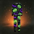 thumbnail image 5 of Halloween Pajamas, Halloween Matching Family Pajamas Green Pumpkin Bat Print Long Sleeve 2Pcs Pj Set Soft Sleepwear Nightwear Loungewear Holiday Party Costume Festive Cool Spooky Season for Family, 5 of 6
