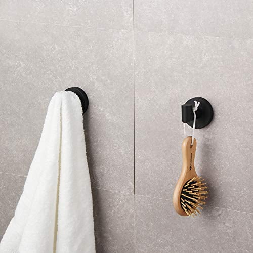 Bathroom Matte Black Coat Hook SUS 304 Stainless Steel Single Towel//Robe Clothes Hook for Bath Kitchen Contemporary Hotel Style Wall Mounted 2 Pack