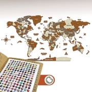 Colorfull Worlds Wood World Map Educational for Kids- Mixed XL