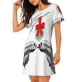 thumbnail image 2 of Easygdp Moose Kissing Under Mistletoe Camisón de manga corta para mujer, informal, estampado, 2 of 6