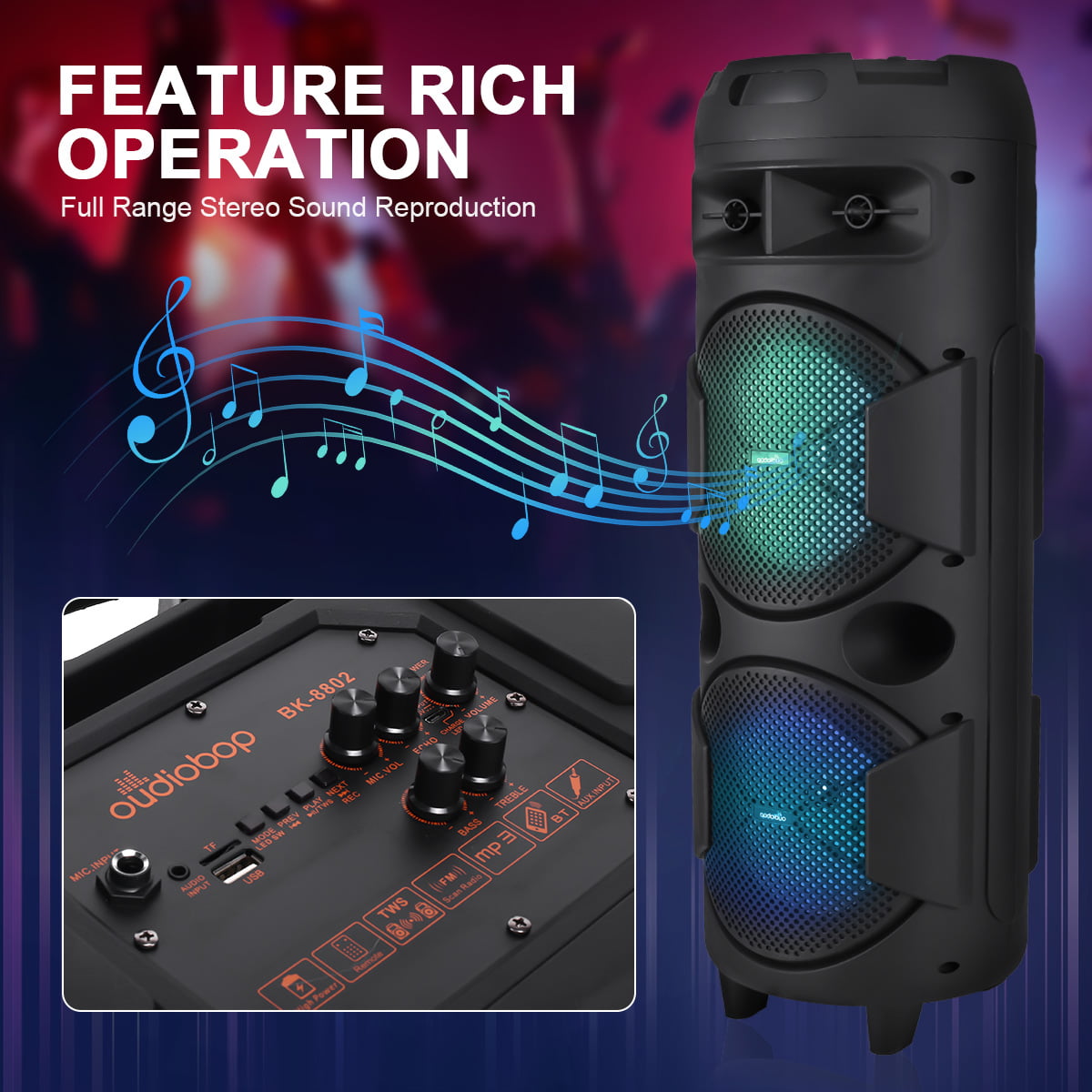 5000W Speaker Compatible-Bluetooth, Portable Sub woofer Heavy Bass Sound System Party Dual Speakers Microphone - Walmart.com
