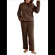thumbnail image 1 of Pijama de 2 Piezas para Mujer, Conjunto de Ropa de Estar por Casa, Suéter de Punto, Cuello Redondo, Larga, Conjuntos Peludos Café L, 1 of 8