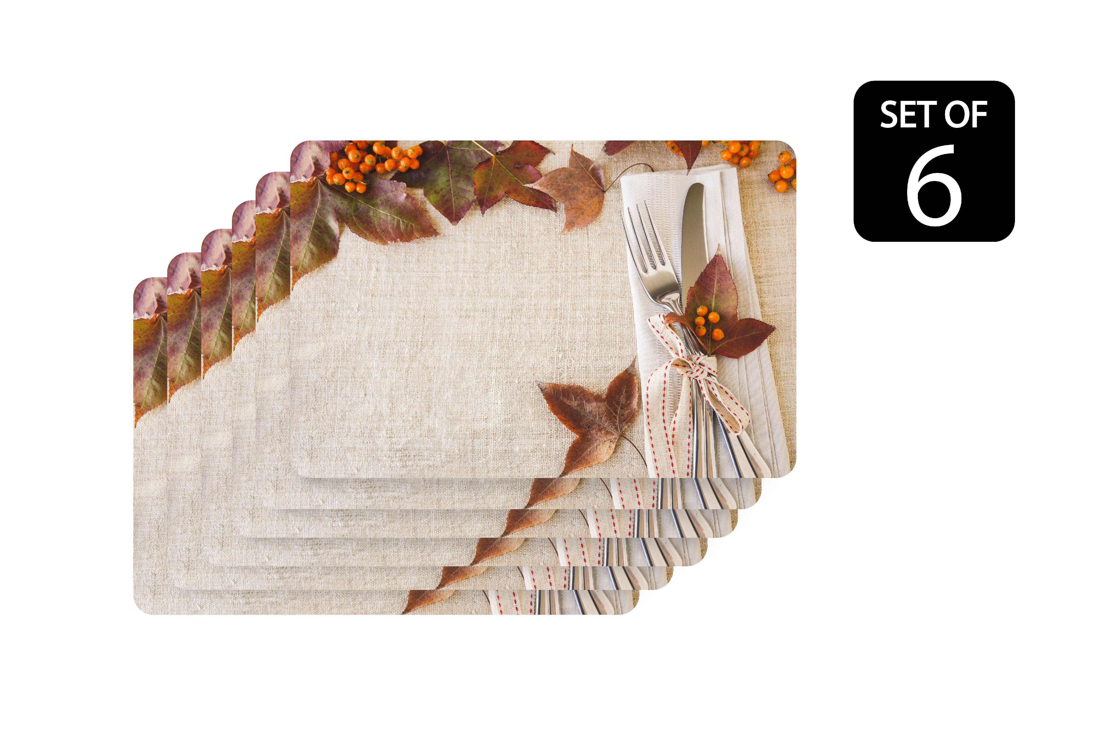 Holiday Themed Printed Design Foam Placemat Set of 6