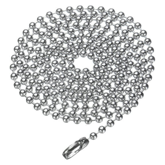 Uxcell Stainless Steel Ball Chain 2.4mm 31.5" Length 316L Round Bead Necklace Dog Tag Pull Chains with Connectors Clasps for Men Women Jewelry Making Bracelets Keychain, Silver