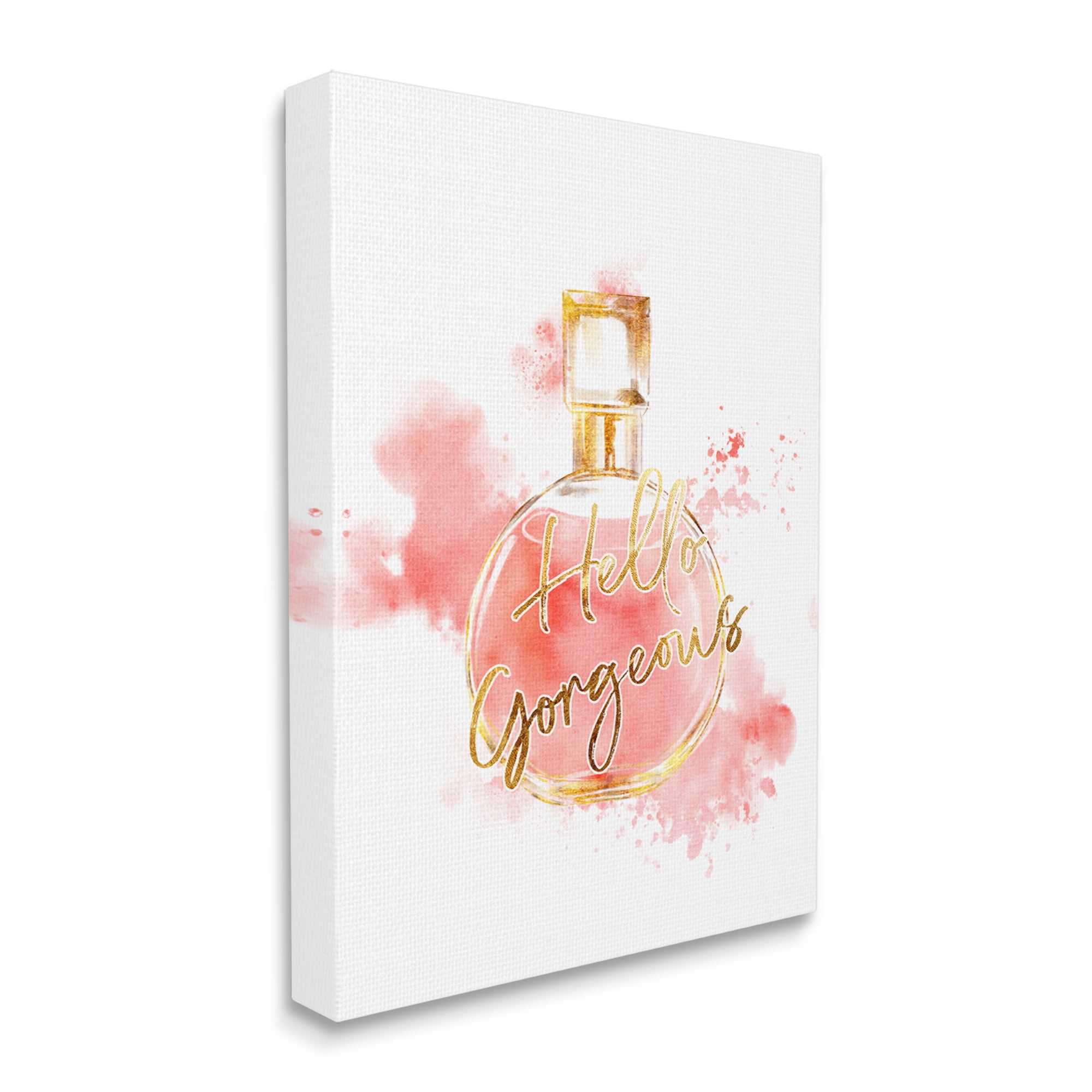 Stupell Industries Hello Gorgeous Fashion Cosmetic Perfume bottle Pink Watercolor, 16 x 20, Design by Ziwei Li