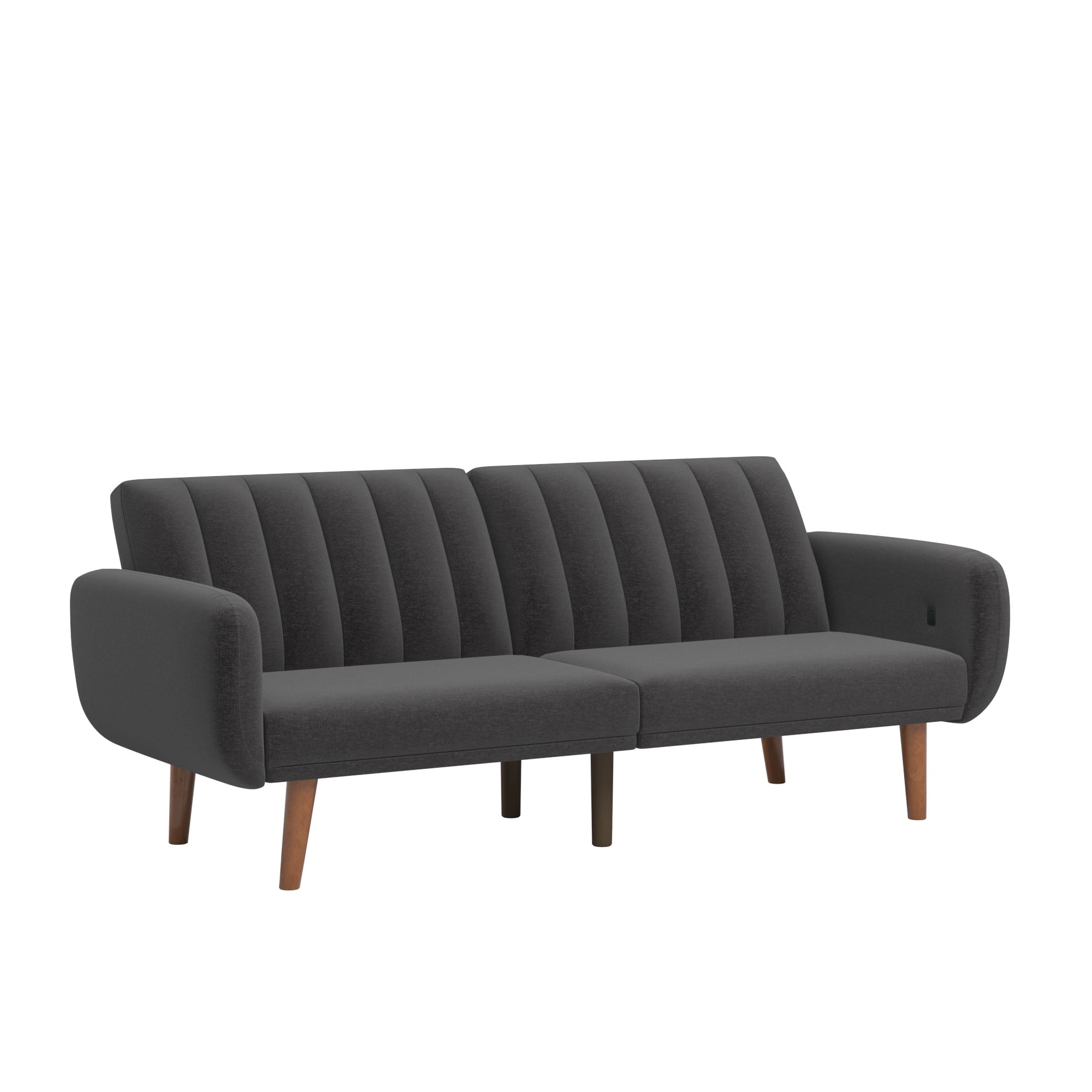 Weston Home Fosnavag Upholstered Convertible Futon Sofa Bed with USB, Dark Grey Linen