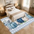 thumbnail image 3 of Large Area Rugs 8'x10', Pumpkin Fall Carpet Runner Indoor Outdoor Rugs Home Decor Aesthetic, Thanksgiving Eucalyptus Blue Plaid Non Slip Mats Washable Accent Rug for Living Room Bedroom, 3 of 4