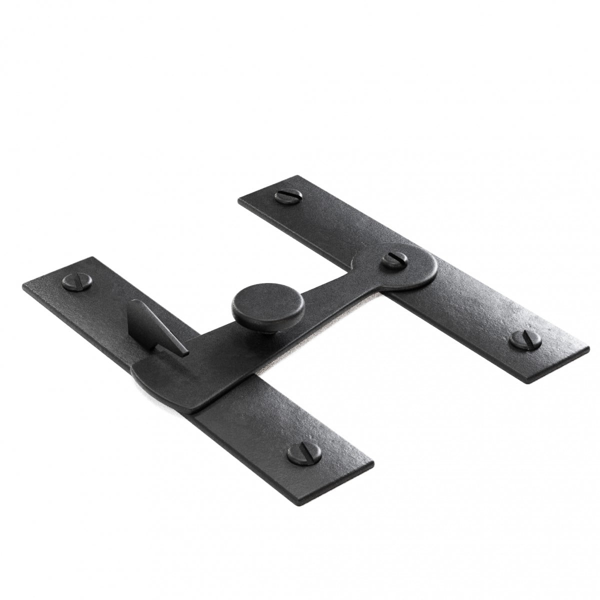 Renovators Supply Black Door Lock Flip Latch 3" L H Flush Mount Wrought Iron Flip Latches forCabinet, Farmhouse Barn Door or Fence Gate Hardware Locks w/Screws Pack of 2