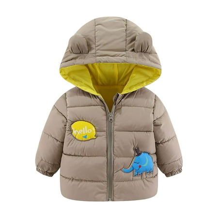 

Kids Jackets for Girls Boys Winter Baby Girls Boys Cartoon Ear Hooded Thick Cotton Jacket Coat