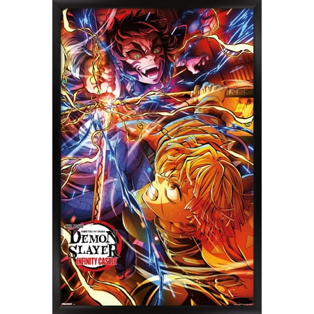 Demon Slayer: Infinity Castle (2025) - Zenitsu & Kaigaku Key Art Wall Poster, 14.725" x 22.375" Framed