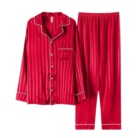 LUOGENLI Matching Family Christmas Pajamas Sets Plaid Sleepwear Loungewear Family Matching Pajamas Long Sleeve Silk Like Satin Sleepwear for Parents and Kids Holiday Party Outfit Red Size 9-10 Years