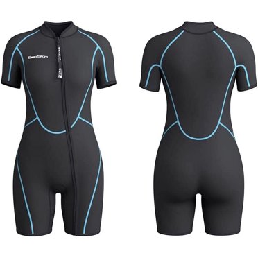 Seaskin 3mm Shorty Wetsuit - Back Zip Men's & Women's Wetsuit For Water Sports