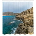 thumbnail image 3 of Cyprus Shower Curtain, Landscape Image of Rocky Coastal Cliff Near Mediterranean Sea and Cloudy Sky, Fabric Bathroom Set with Hooks, 69W X 75L Inches Long, Multicolor, by Ambesonne, 3 of 3