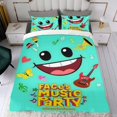 thumbnail image 4 of Fiesta de Música de Caras Conjunto de sábanas temático, trío de piezas, cómodo y amigable con la piel, diseño único, regalo de decoración para el hogar para familiares, amigos y fans,140cm *210cm, 4 of 6