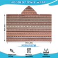 thumbnail image 2 of Boho Red Striped Ethnic Pattern Hooded Bath Towel，60"x35" for Ages 3 To 12 Kids, Quick Dry Lightweight Soft Microfiber Hood Beach Towel Cover Up for Kids, 2 of 7