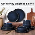 thumbnail image 4 of Vesteel Dinnerware Set for 4, 12-Piece Premium Stoneware Ribbed Dishes with Reactive Glaze, Chip & Scratch Resistant Plates and Bowls Set for Home Restaurant, Microwave Safe - Starry Blue, 4 of 9