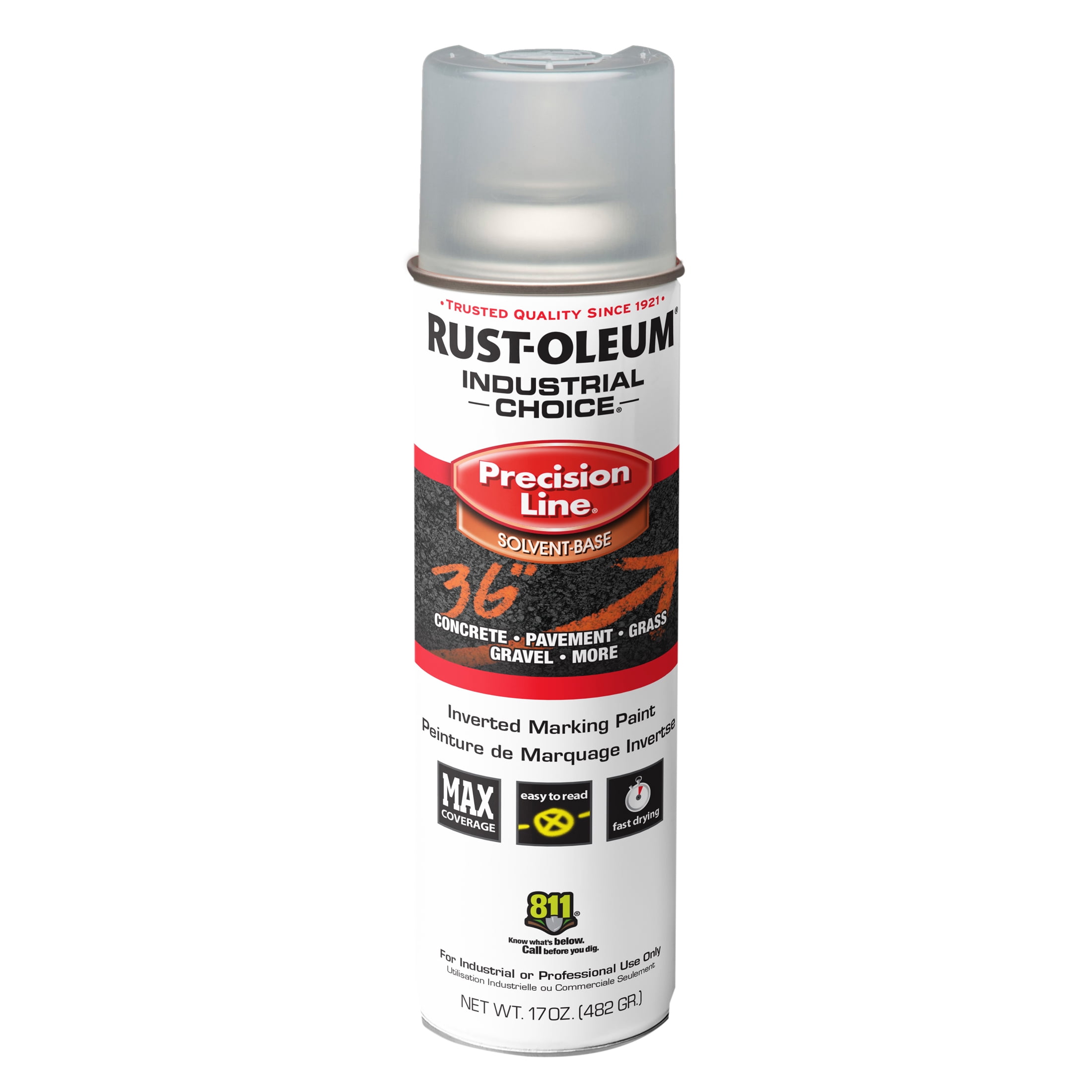 12 Pack, Clear, Rust-Oleum Precision Line Marking Flat Spray Paint- 17 oz