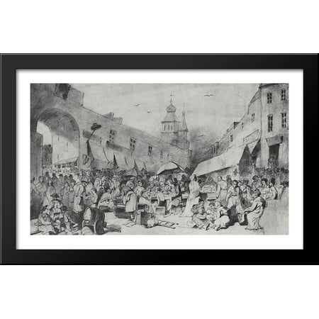 The Market in Moscow 40x26 Large Black Wood Framed Print Art by Vasily Perov