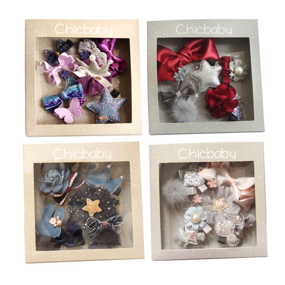 HEMOTON Baby Hairpin Bow Headdress Hair Accessories Set with Gift Box for Children