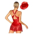 thumbnail image 2 of Jowowha Womens Jazz Costumes Sleeveless Fringed Bodysuit Shiny Sequins Tassel Leotard with Hat Red XL, 2 of 7