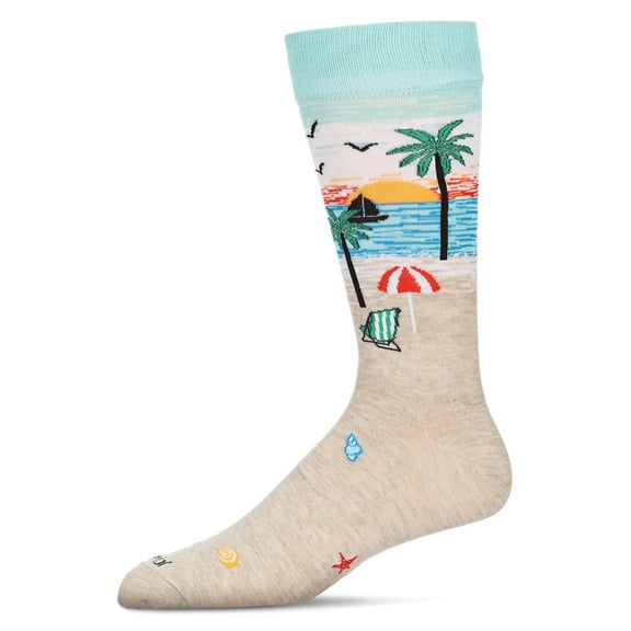 MeMoi Men's Paradise Bamboo Crew Socks - Mens - Male, 10-13, Oatmeal Heather