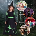 thumbnail image 6 of Benylion Girls Black Witch Dress for Kids Long Sleeve Cosplay Halloween Costume Outfit with Pointed Hat for 4-5 Years, 6 of 6