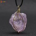 thumbnail image 3 of Spencer Natural Raw Amethyst Stone Pendant Necklace Wire Wrapped Healing Irregular Quartz Stone Pendant Crystal Gemstone Necklace Jewelry, 3 of 7