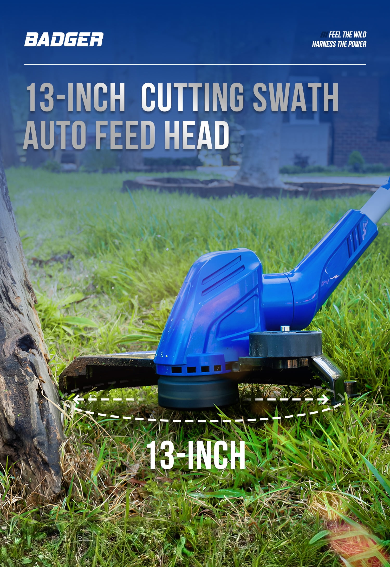 WILD BADGER POWER 40V String Trimmer 13'', 2.0 Ah Battery and Charger, 2 Pack Line