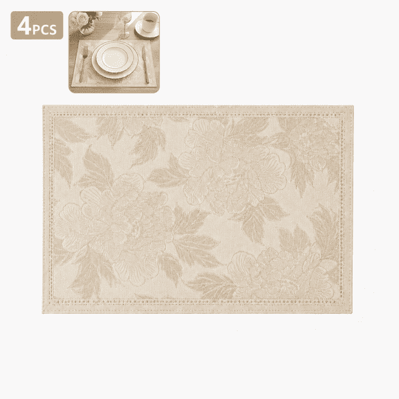 Faux Leather Placemats Set of 4, Waterproof Wipeable Table Mats, Heat Resistant Anti Slip Dining Table Placemats for Kitchen Indoor Outdoor Use, Beige, 17 x 12 Inch