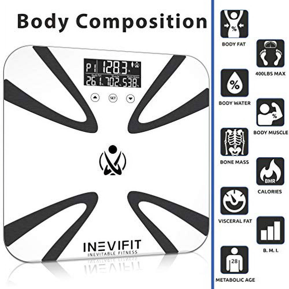 INEVIFIT Body Fat Scale with Digital Body Composition Analyzer, Body Weight, BMI & more - White