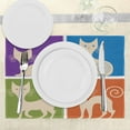 thumbnail image 3 of Ambesonne Funny Place Mats Set of 4, Cartoon Cats Emotions, Standard Size, Orange Purple Green, 3 of 6
