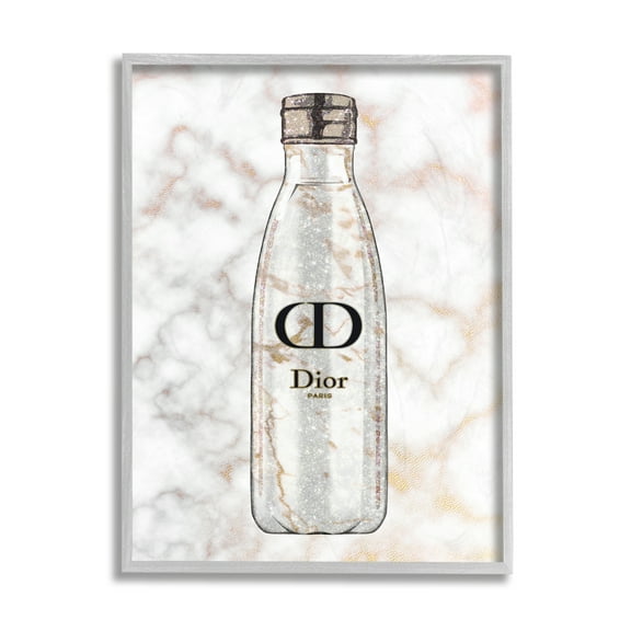 Stupell Industries Sports Bottle Glam Fashion over Marble Grey Framed, 16 x 20, Design by Ziwei Li
