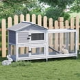 thumbnail image 1 of EDTara Large 2-Story Rabbit Hutch, 63" Indoor/Outdoor Cage With Easy-Access Ramp, Waterproof Roof, Three Pull-Out Trays, and Six Lockable Caster Wheels, 1 of 8