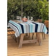 thumbnail image 3 of Outdoor Tablecloth with Umbrella Hole for Patio/Picnic/Party/Camping, Grey Blue Striped Waterproof Table Cloth Rectangle Table Cover Washable, Farmhouse Stripes Abstract Art Navy Blue (60"x 84"), 3 of 8