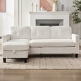 thumbnail image 6 of Puremind 76'' Small Sectional Couch, 3-Seater L Shaped Sofa with Storage Ottoman, Corduroy Couches and Sofas for Living Room/Apartment/Office, Beige, 6 of 7