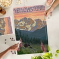 thumbnail image 2 of Lantern Press 1000 Piece Jigsaw Puzzle, Yellowstone National Park, Wyoming, Bear and Cubs with Flowers, 2 of 5