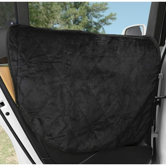 Plush Paws Products Velvet Car Door Protector | Washable & Waterproof Interior Door Cover for Car, Truck, & SUV | One Size Fits Most Nonslip, Tear Resistant Door Guard | Set of 2 Charcoal