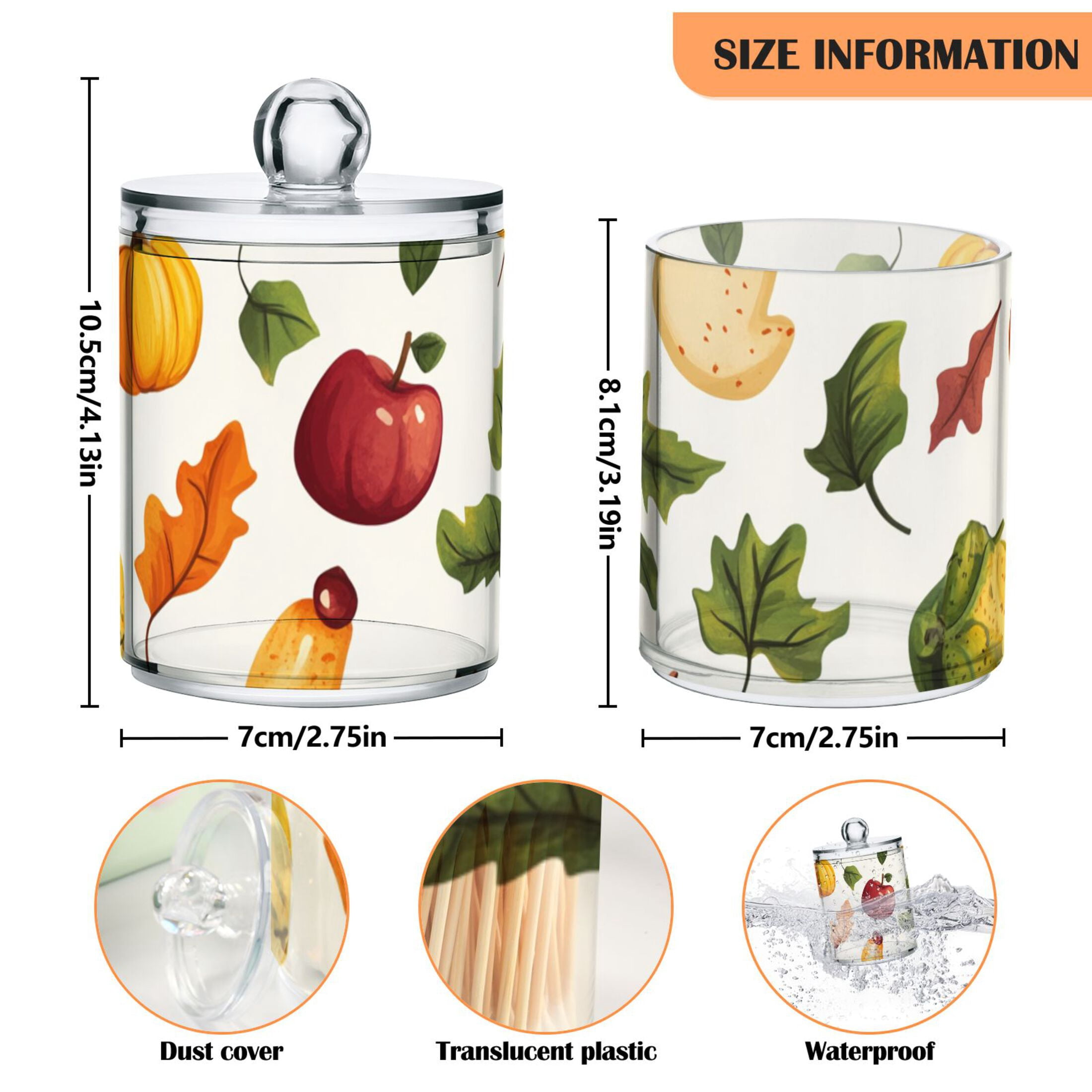Ckdifva Thanks Giving Vegetable Storage Jar with Lid Acrylic Organization Storage Containers Set of 4