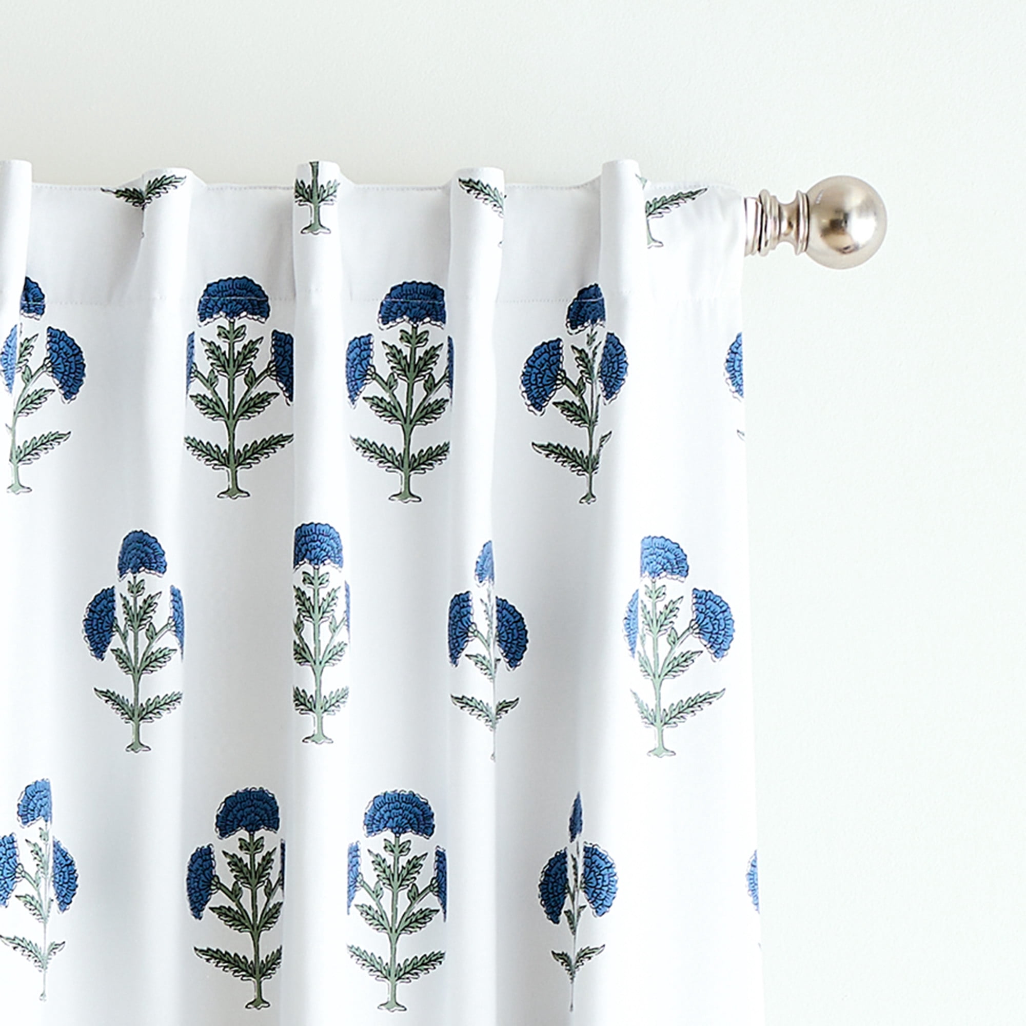 Martha Stewart Ayana Curtain Panel Pair, Blue, Back Tab, Blackout, Indoor, Adult, 2 Piece Set, 37" x 95"