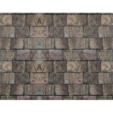 Dundee Deco Peel and Stick Self Adhesive Wallpaper - Marble Brown, Mauve Bricks, 18 ft x 18 in