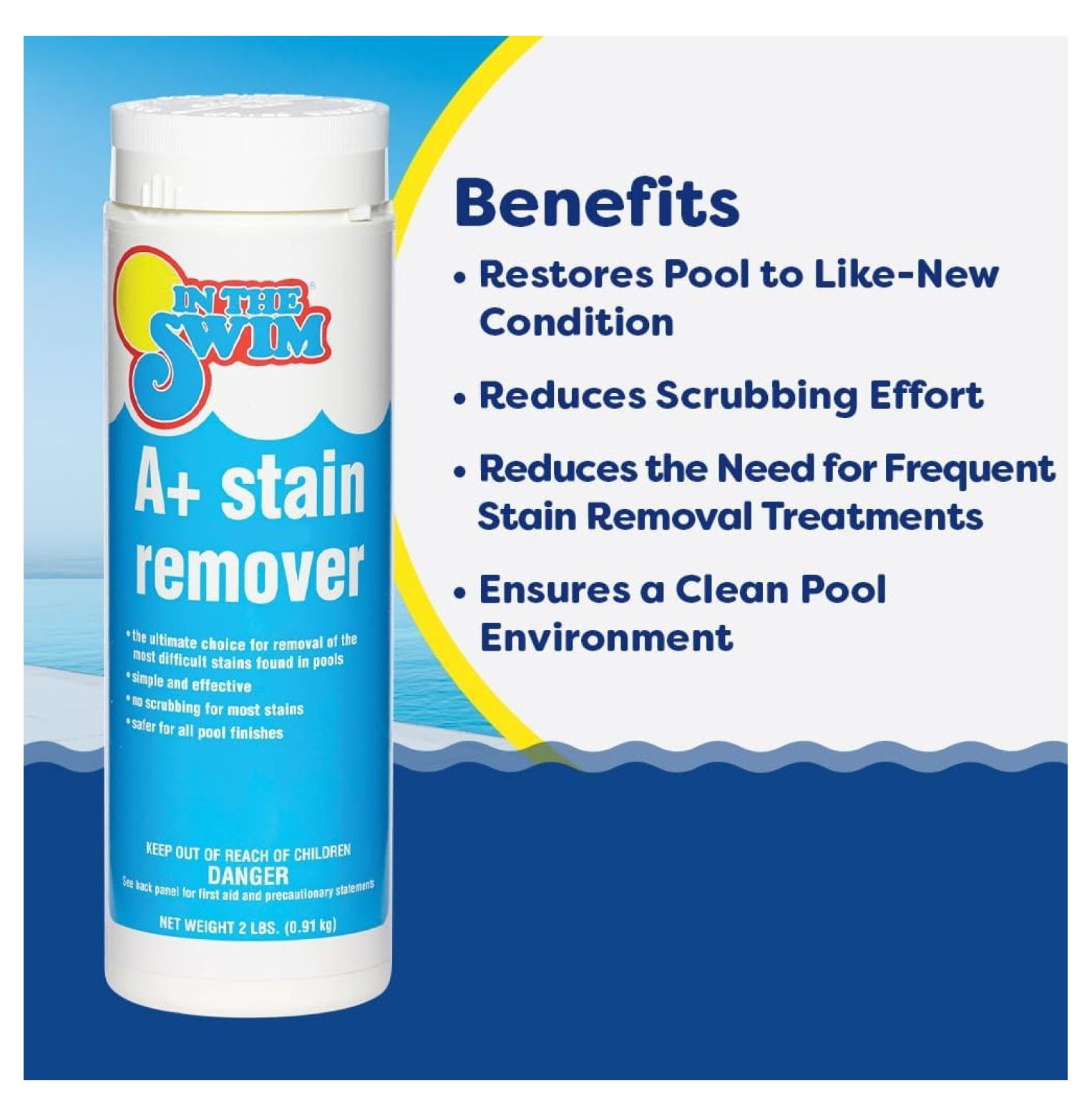 A+ Pool Stain Remover - 100% Ascorbic Acid - Professional-Grade Metal & Organic Stain Treatment - 2 Pound