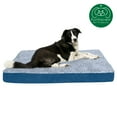 thumbnail image 4 of FurHaven Pet Products Two-Tone Fur & Suede Deluxe Full Support Pet Bed for Dogs & Cats - Marine Blue, Jumbo, 4 of 12