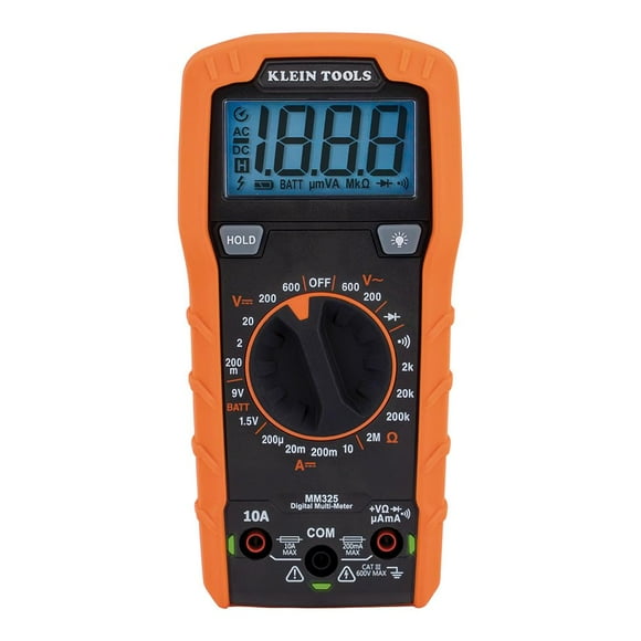 Klein Tools MM325 Multimeter, Digital Manual-Ranging 600V AC/DC Voltage Tester, Tests Batteries, Current, Resistance, Diodes, and Continuity