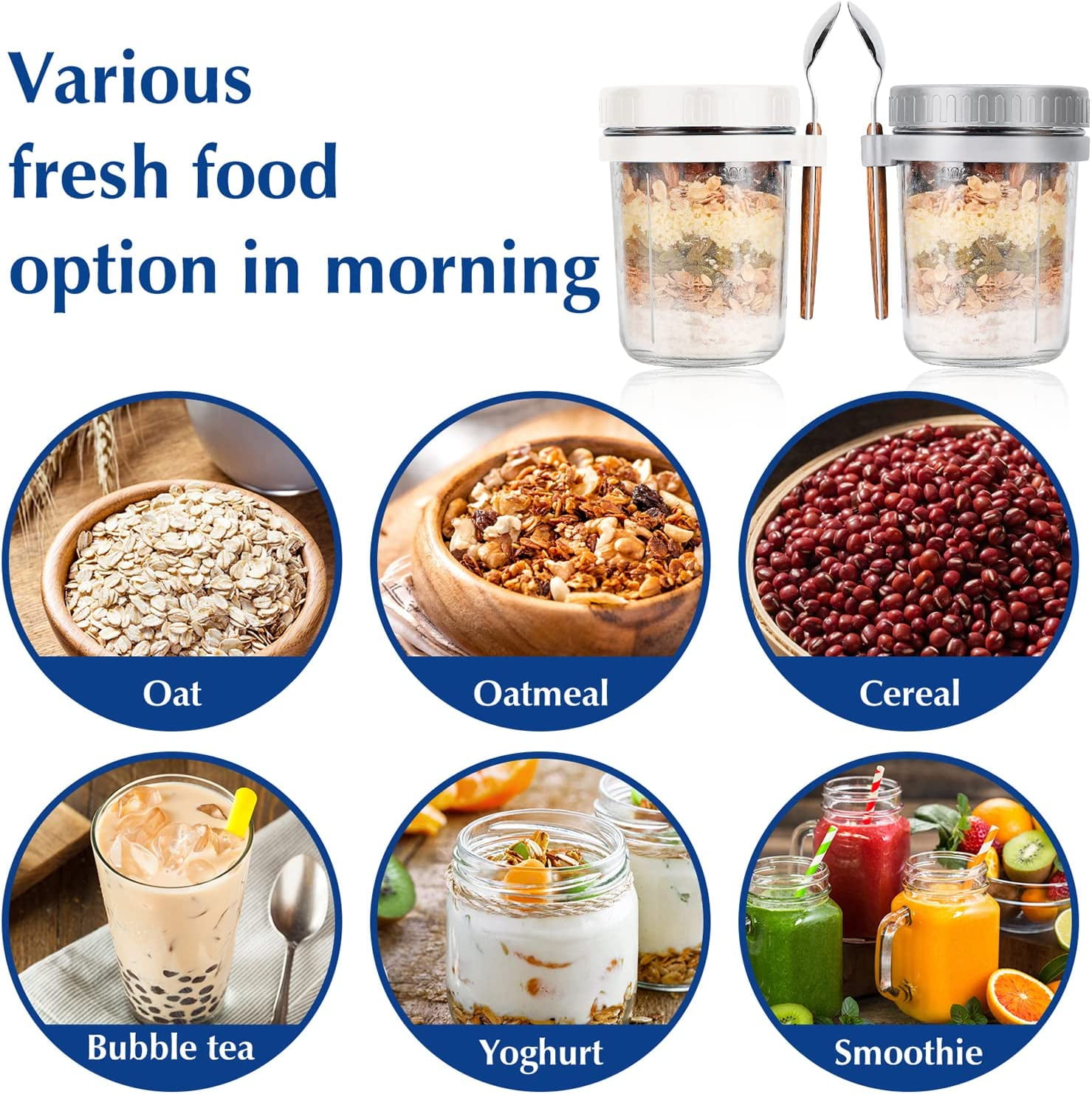 530ml Overnight Oats Container Large Capacity Double Layer Meal