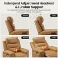 thumbnail image 5 of COLAMY Electric Power Recliner Chair with Triple Motor, Adjustable Power Headrest and Lumbar Support, Heavy Duty Home Theater Seating with LED, USB Type-C Ports, Storage, Light Brown, 5 of 12